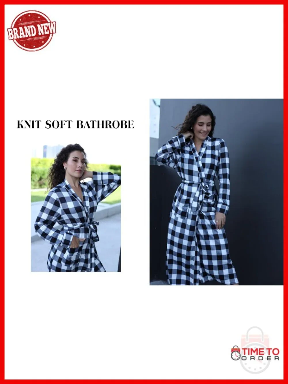 Full Length Knit Robe with Pockets, Adjustable Tie Waist, Lightweight Bathrobe